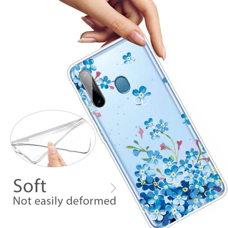 Etui Samsung Galaxy M11 Niebieskie Kwiaty