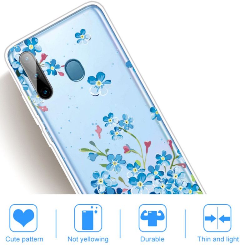 Etui Samsung Galaxy M11 Niebieskie Kwiaty