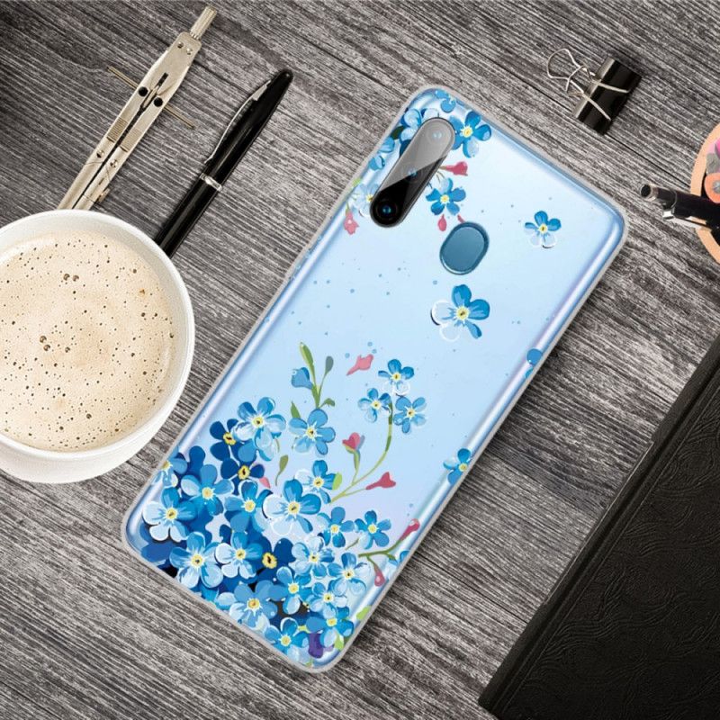 Etui Samsung Galaxy M11 Niebieskie Kwiaty