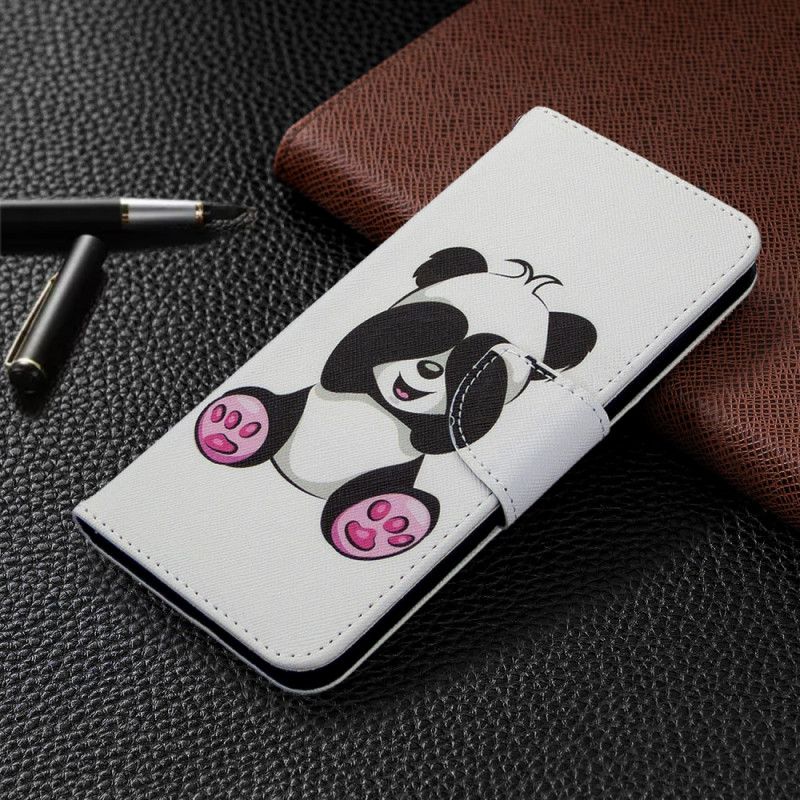 Skórzany Futerał Samsung Galaxy M11 Etui na Telefon Zabawna Panda