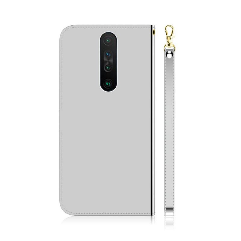 Etui Folio Xiaomi Redmi K30 Czarny Osłona Lusterka Z Imitacji Skóry