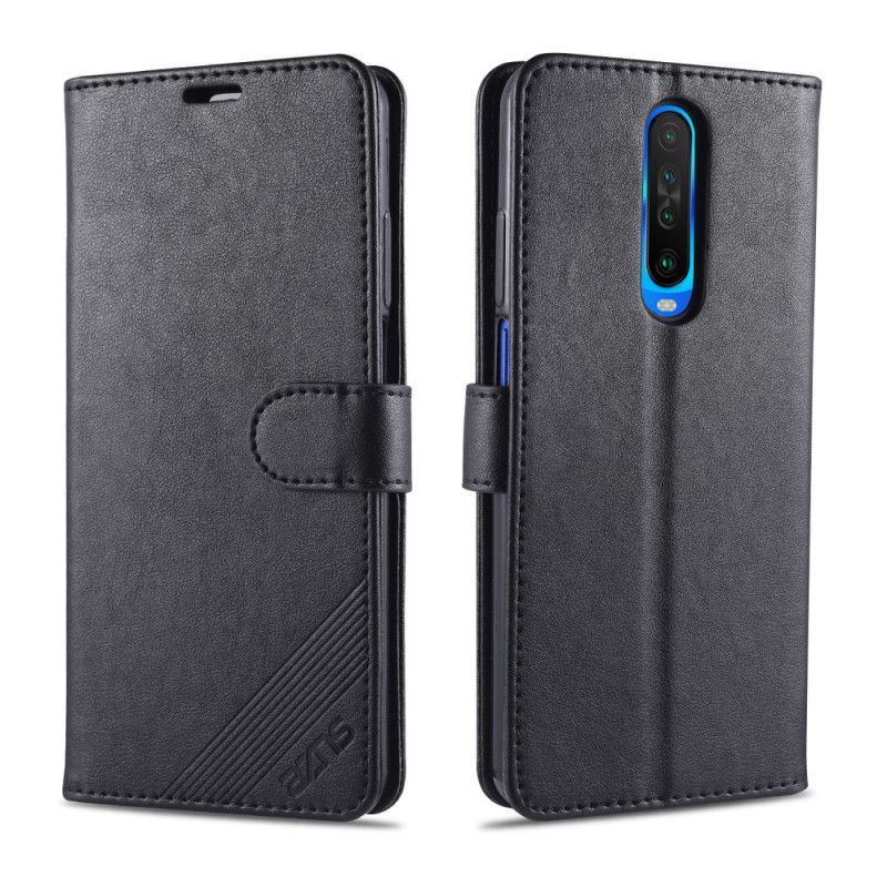 Etui Folio Xiaomi Redmi K30 Czerwony Czarny Imitacja Skóry Azns