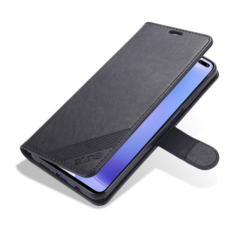 Etui Folio Xiaomi Redmi K30 Czerwony Czarny Imitacja Skóry Azns