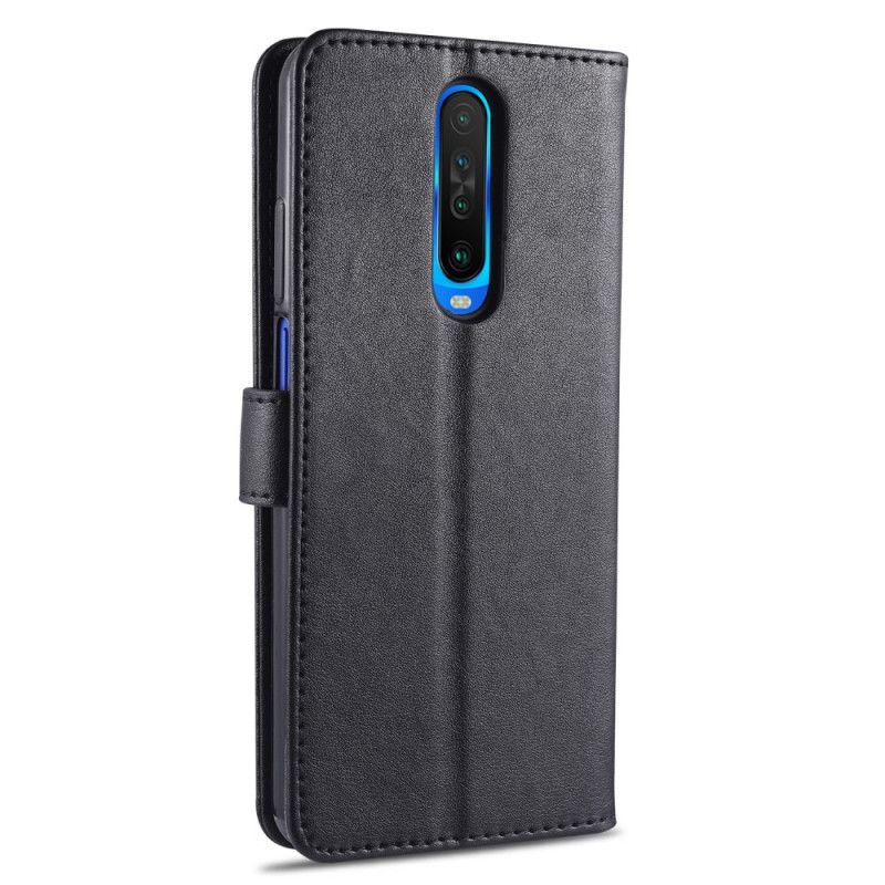 Etui Folio Xiaomi Redmi K30 Czerwony Czarny Imitacja Skóry Azns