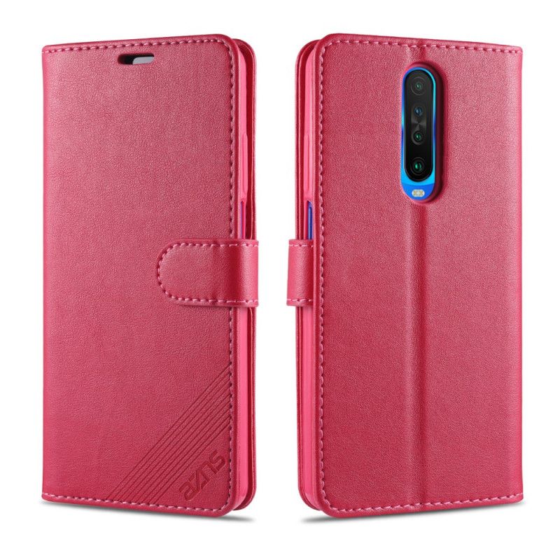 Etui Folio Xiaomi Redmi K30 Czerwony Czarny Imitacja Skóry Azns