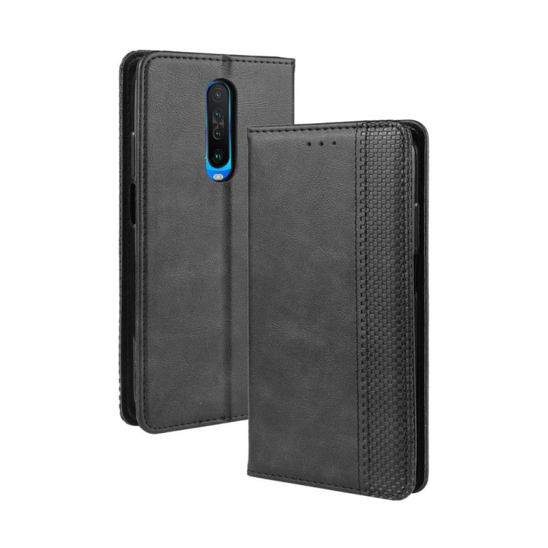 Flip Kotelot Xiaomi Redmi K30 Czerwony Czarny Stylizowany Efekt Skóry W Stylu Vintage Etui Ochronne