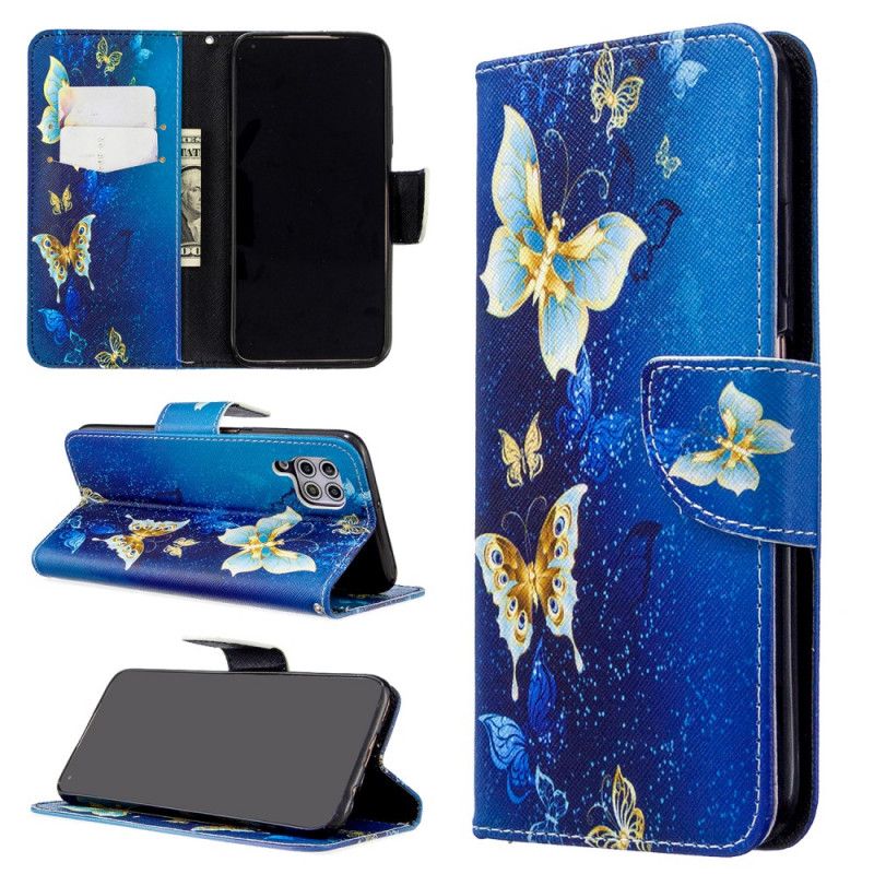 Etui Folio Huawei P40 Lite Biały Czarny Królowie Motyli