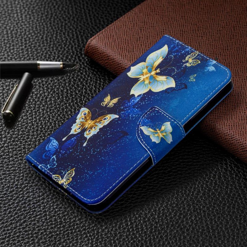 Etui Folio Huawei P40 Lite Biały Czarny Królowie Motyli