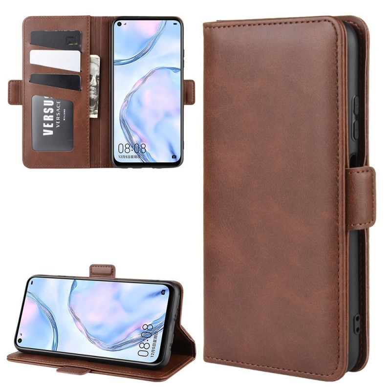 Etui Folio Huawei P40 Lite Czerwony Czarny Podwójna Klapa Etui Ochronne