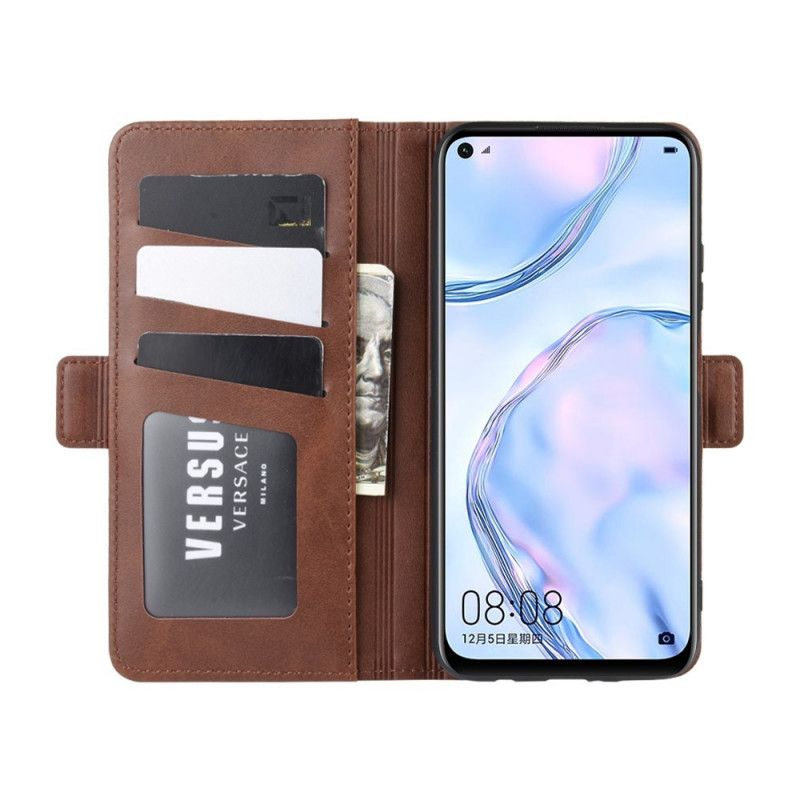 Etui Folio Huawei P40 Lite Czerwony Czarny Podwójna Klapa Etui Ochronne