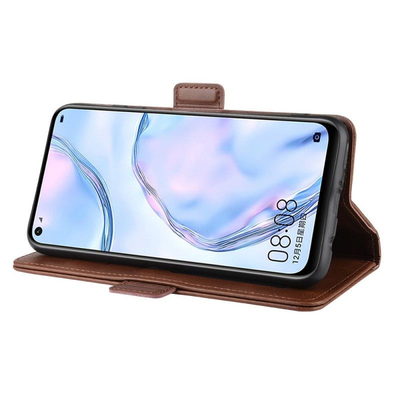 Etui Folio Huawei P40 Lite Czerwony Czarny Podwójna Klapa Etui Ochronne