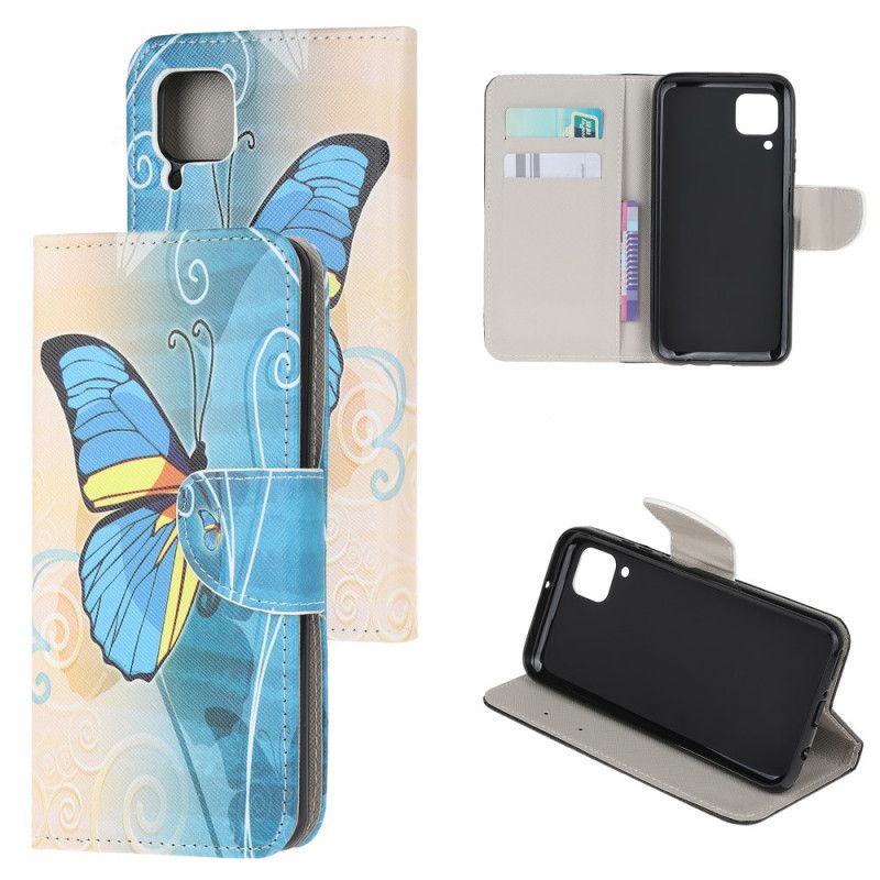 Etui Folio Huawei P40 Lite Fioletowy Jasnoniebieski Motyl Królewski