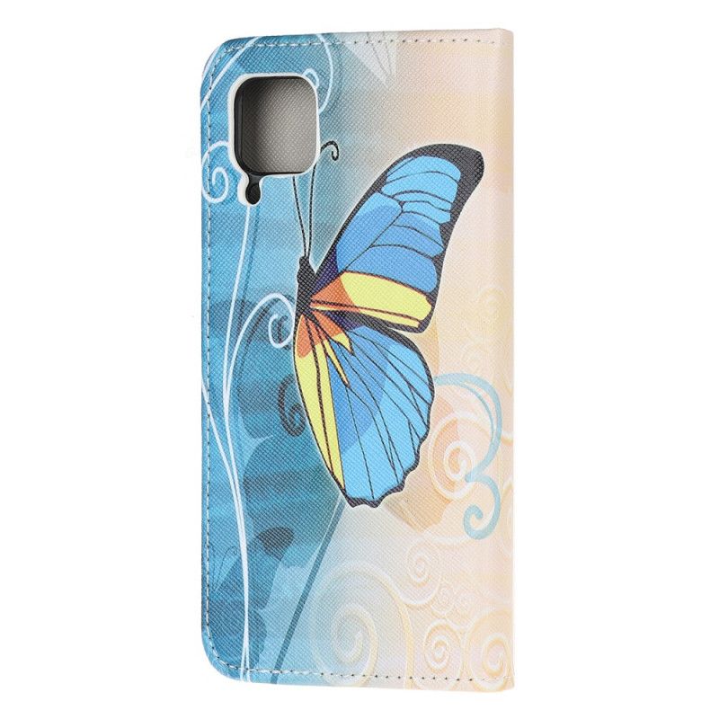 Etui Folio Huawei P40 Lite Fioletowy Jasnoniebieski Motyl Królewski