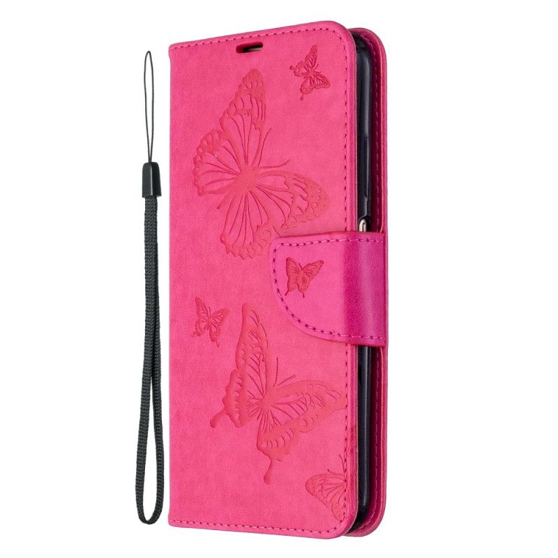 Etui Folio Huawei P40 Lite Magenta Szary Nadrukowane Motyle Na Smyczy