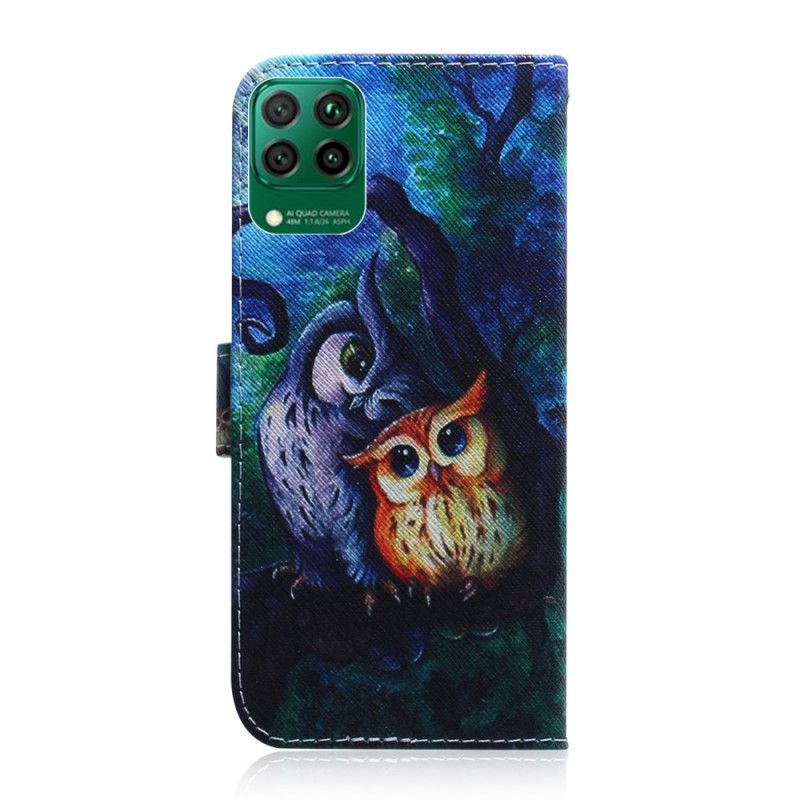 Etui Folio Huawei P40 Lite Malowanie Sów