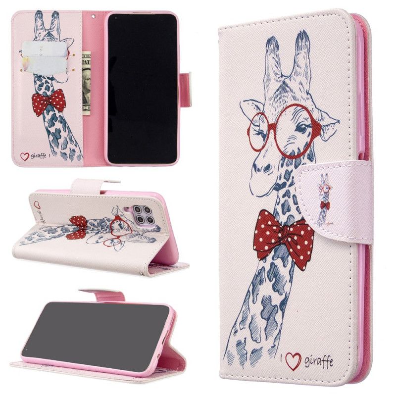 Etui Folio Huawei P40 Lite Nerd Żyrafa Etui Ochronne