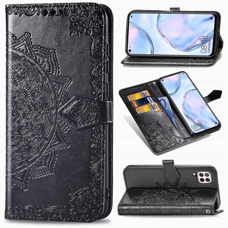 Etui Folio Huawei P40 Lite Szary Czarny Mandala W Średnim Wieku