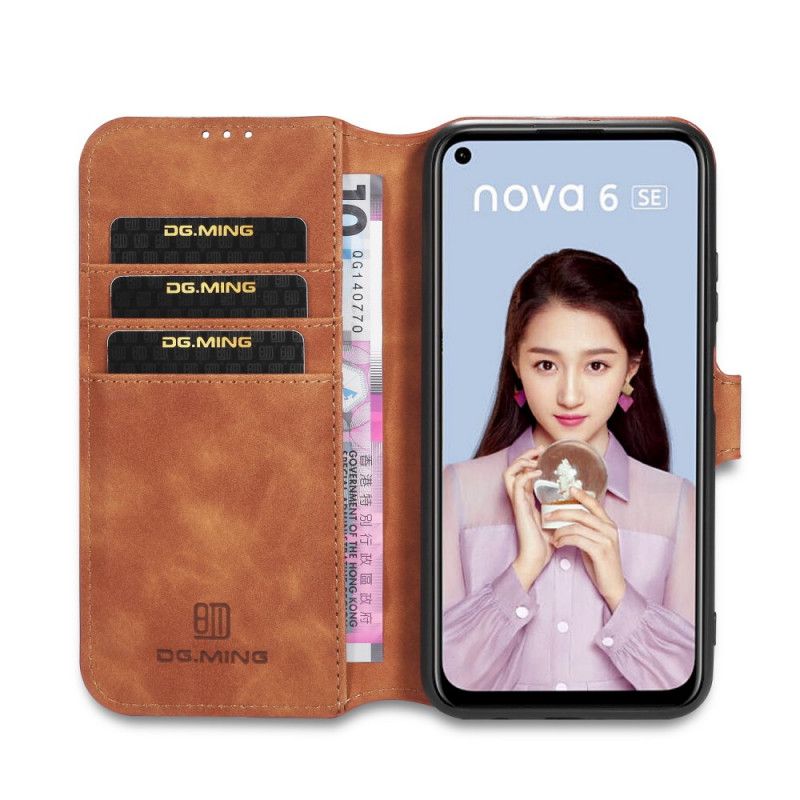 Etui Folio Huawei P40 Lite Szary Czarny Retro Dg.Ming Etui Ochronne