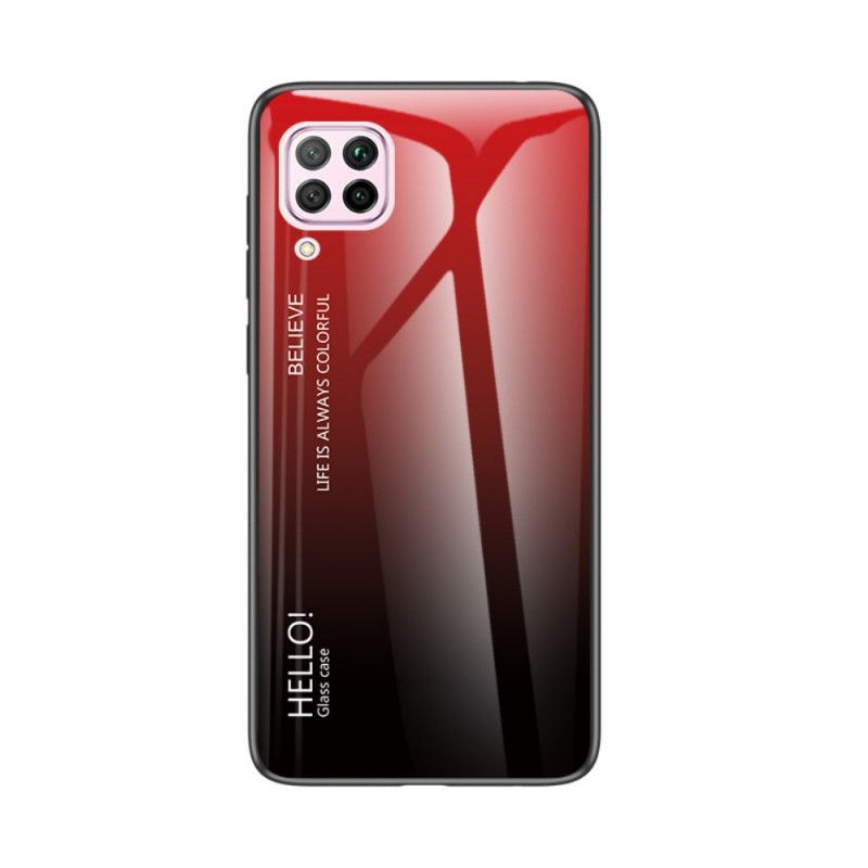 Etui Huawei P40 Lite Biały Czarny Witam Szkło Hartowane