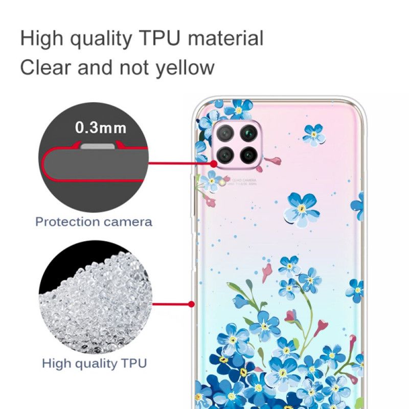 Etui Huawei P40 Lite Bukiet Niebieskich Kwiatów