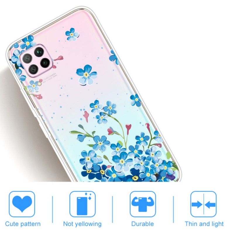 Etui Huawei P40 Lite Bukiet Niebieskich Kwiatów