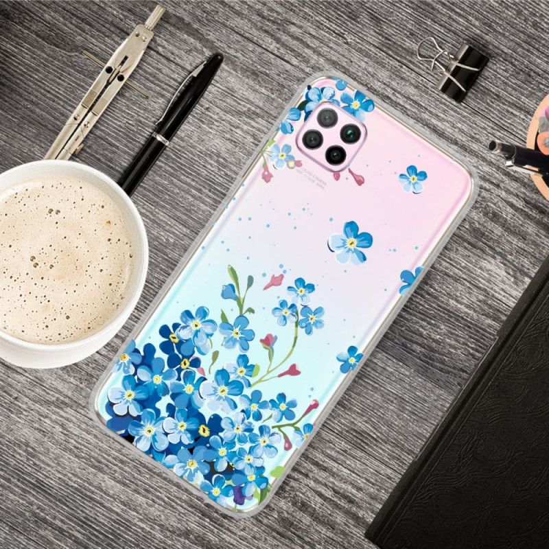 Etui Huawei P40 Lite Bukiet Niebieskich Kwiatów