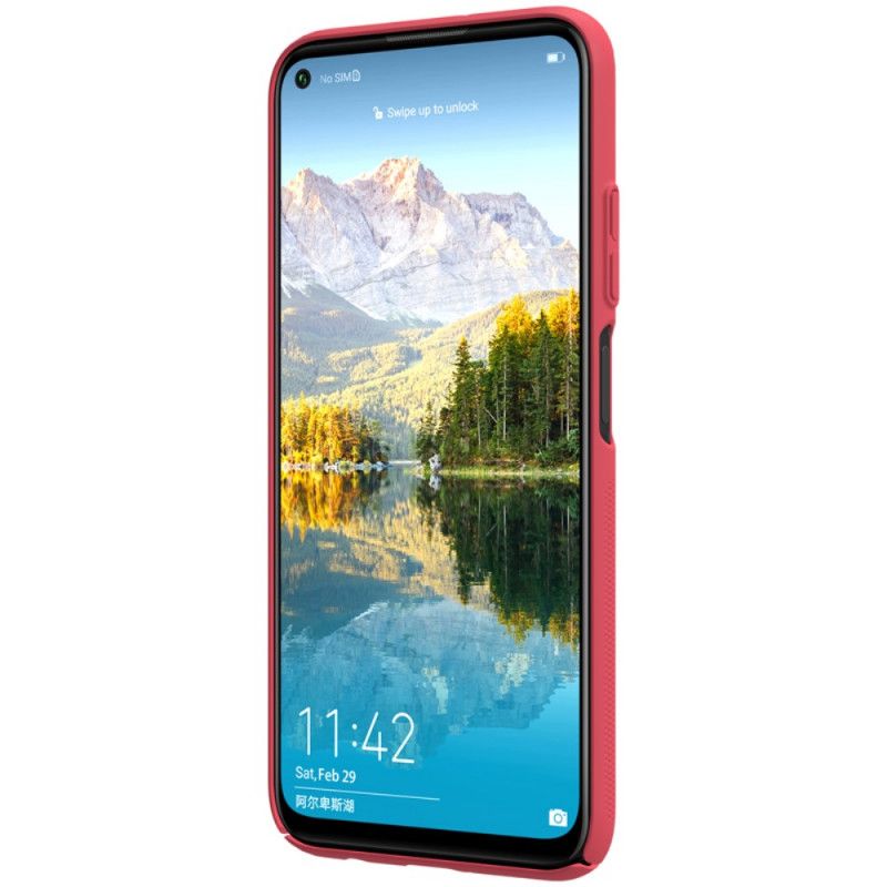 Etui Huawei P40 Lite Czerwony Czarny Sztywny Matowy Nillkin