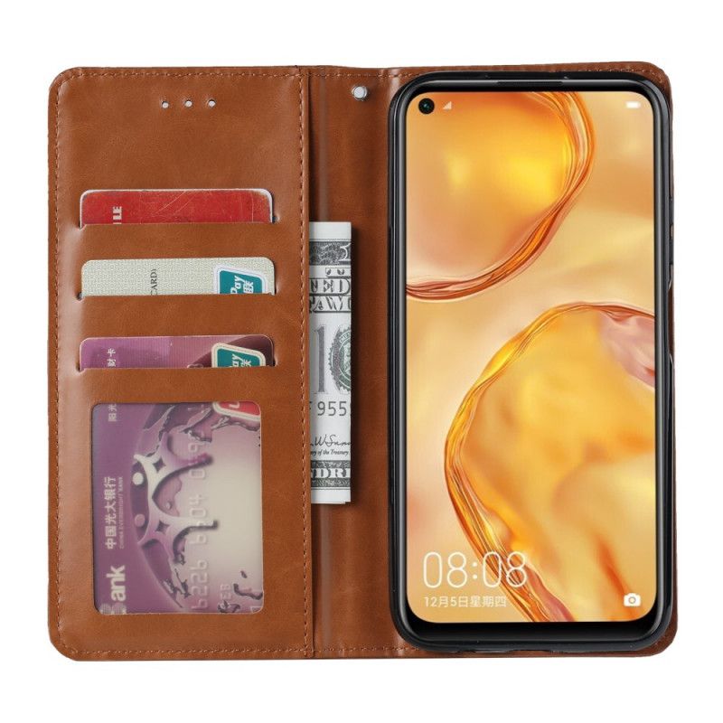 Flip Kotelot Huawei P40 Lite Brązowy Czarny Etui Na Karty Ze Sztucznej Skóry Etui Ochronne