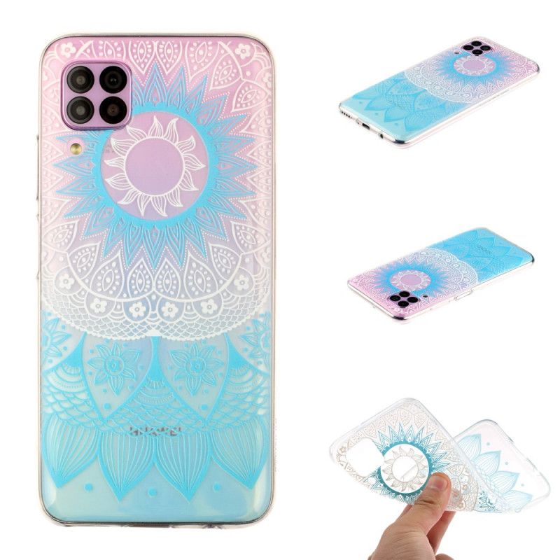 Futerały Huawei P40 Lite Jasnoniebieski Różowy Przezroczysta Kolorowa Mandala