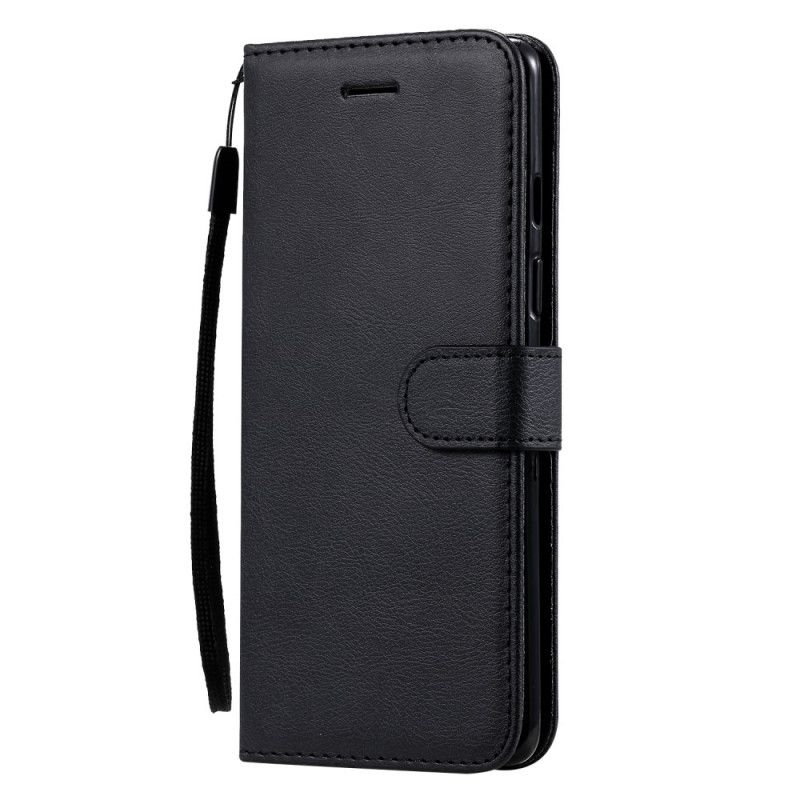 Etui Folio OnePlus 8 Granatowy Czarny Efekt Skóry Ze Stringami