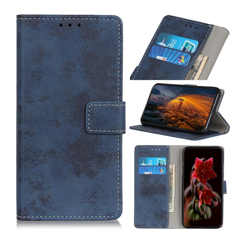 Etui Folio OnePlus 8 Granatowy Szary Efekt Skóry W Stylu Vintage