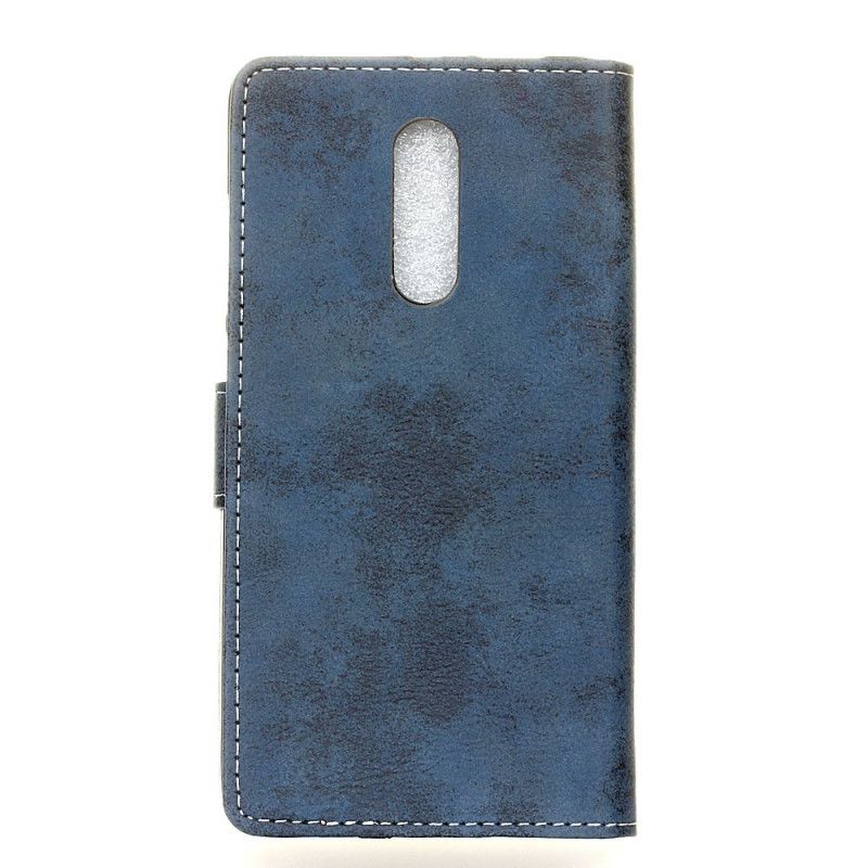 Etui Folio OnePlus 8 Granatowy Szary Efekt Skóry W Stylu Vintage