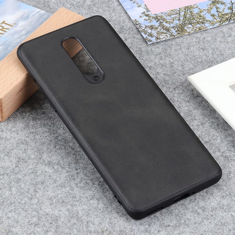 Etui OnePlus 8 Czerwony Czarny Efekt Skóry Premium