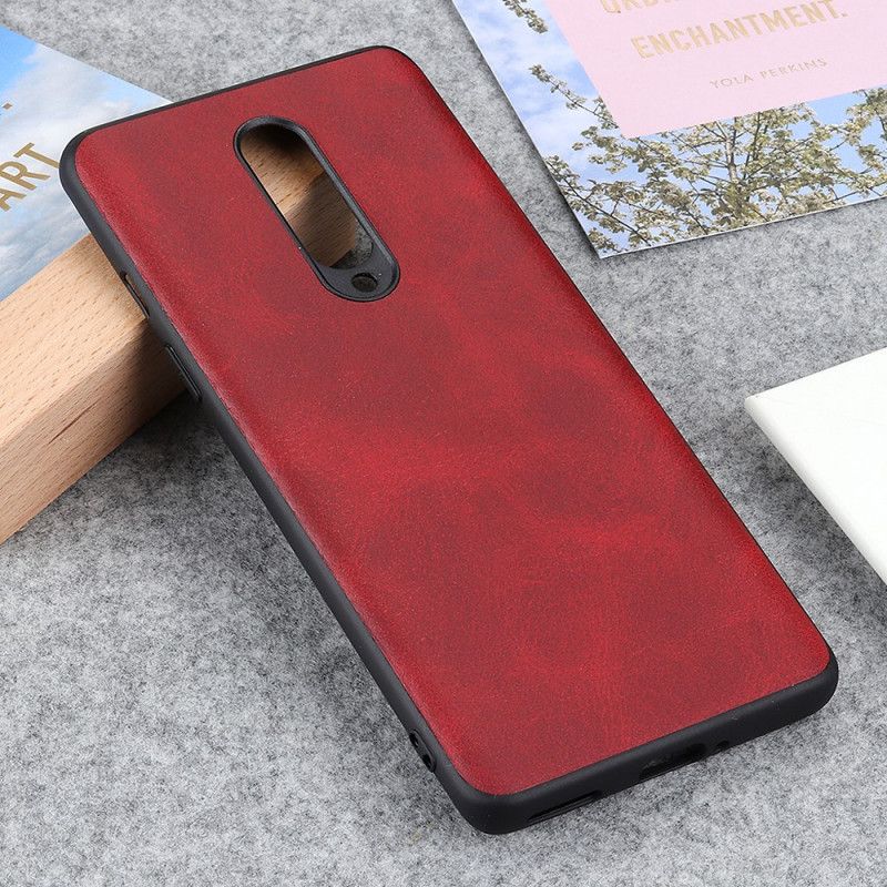 Etui OnePlus 8 Czerwony Czarny Efekt Skóry Premium