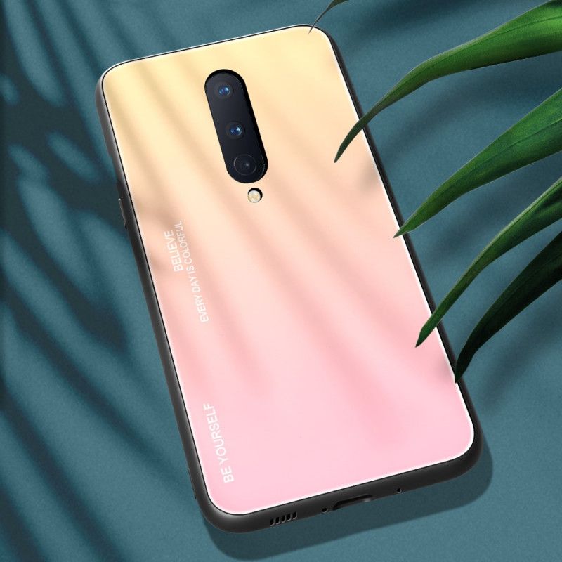 Etui OnePlus 8 Jasnofioletowy Czerwony Bądź Sobą Hartowane Szkło Etui Ochronne