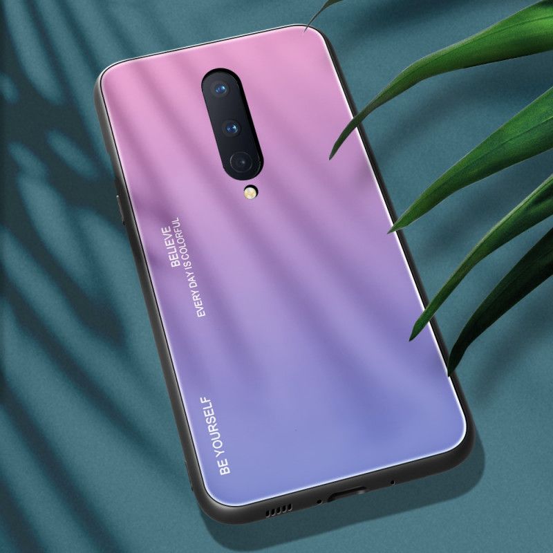 Etui OnePlus 8 Jasnofioletowy Czerwony Bądź Sobą Hartowane Szkło Etui Ochronne