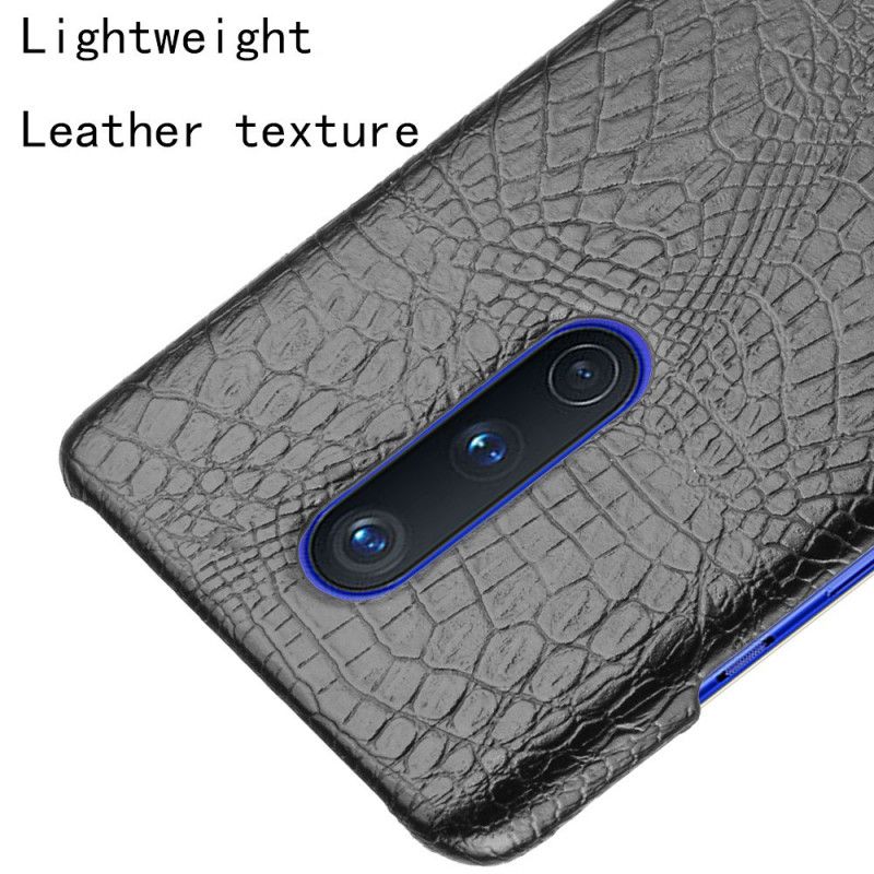 Etui OnePlus 8 Różowy Czarny Efekt Skóry Krokodyla