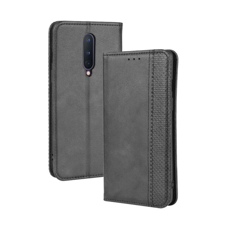 Flip Kotelot OnePlus 8 Czerwony Czarny Stylizowany Efekt Skóry W Stylu Vintage