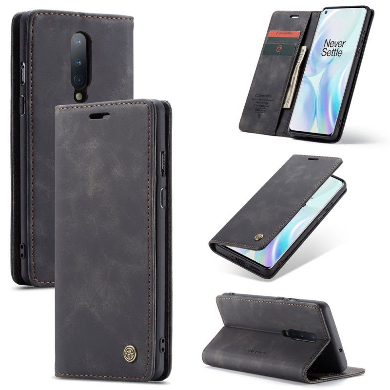 Flip Kotelot OnePlus 8 Granatowy Czarny Etui Z Imitacji Skóry Etui Ochronne