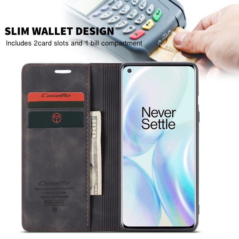 Flip Kotelot OnePlus 8 Granatowy Czarny Etui Z Imitacji Skóry Etui Ochronne