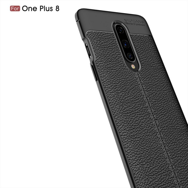 Futerały OnePlus 8 Czerwony Czarny Efekt Skóry Z Podwójną Linią Liczi