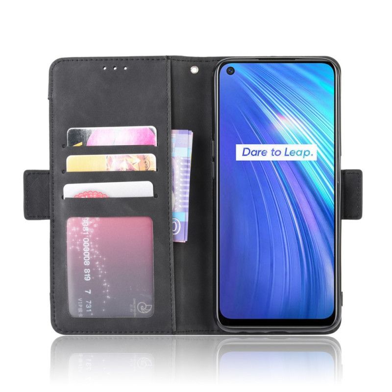 Etui Folio Realme 6 Czerwony Czarny Karta Wielofunkcyjna Pierwszej Klasy Etui Ochronne