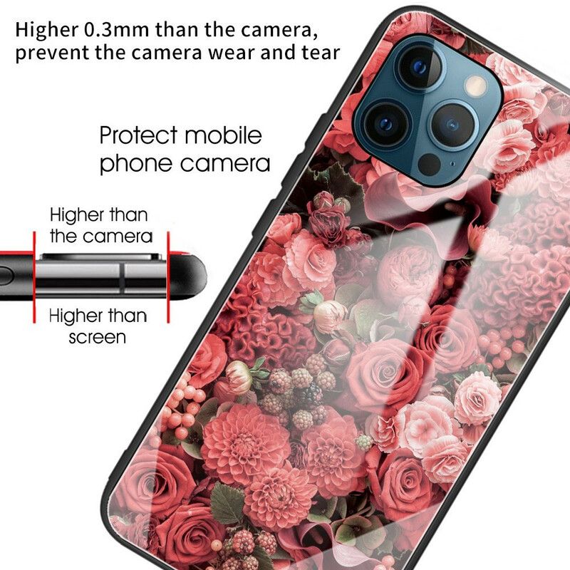 Etui Do Iphone 13 Pro Szkło Hartowane Różowe Kwiaty