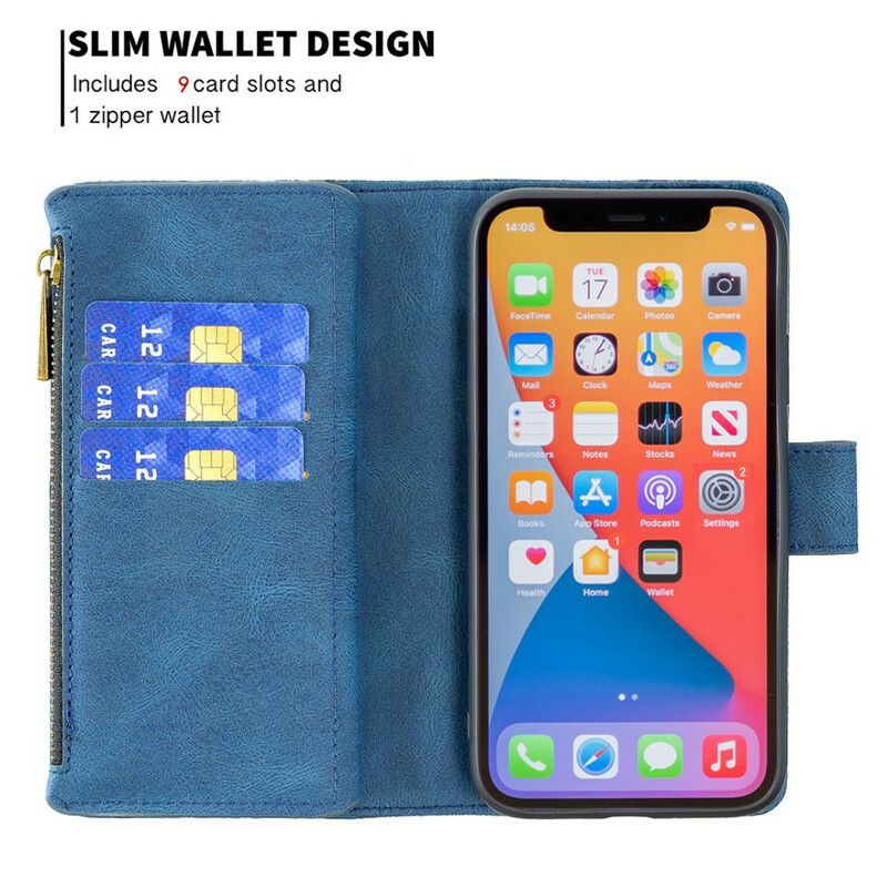 Etui Folio Do Iphone 13 Pro Motyl Barokowa Kieszeń Zapinana Na Zamek