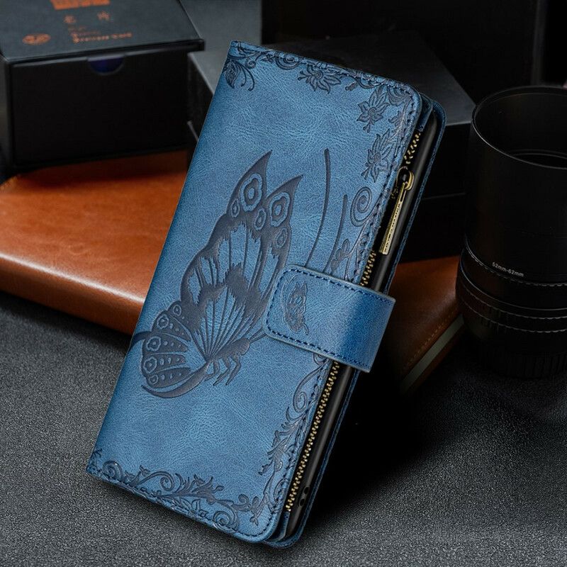 Etui Folio Do Iphone 13 Pro Motyl Barokowa Kieszeń Zapinana Na Zamek