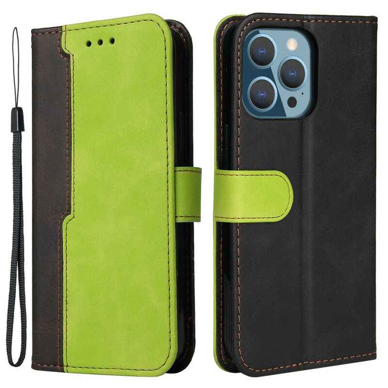 Etui Folio Iphone 13 Pro Bicolor Sztuczna Skóra