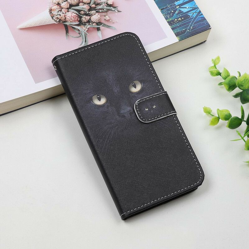 Etui Folio Iphone 13 Pro CZarne Pasiaste Oczy Kota