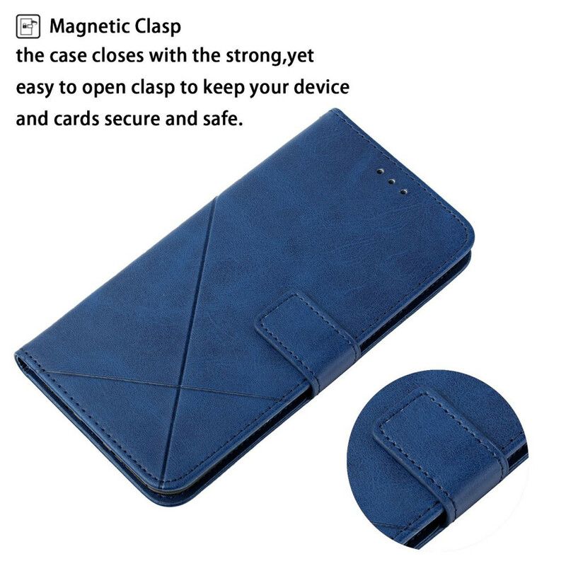 Etui Folio Iphone 13 Pro Geometryczny Skórzany Styl Na Paski