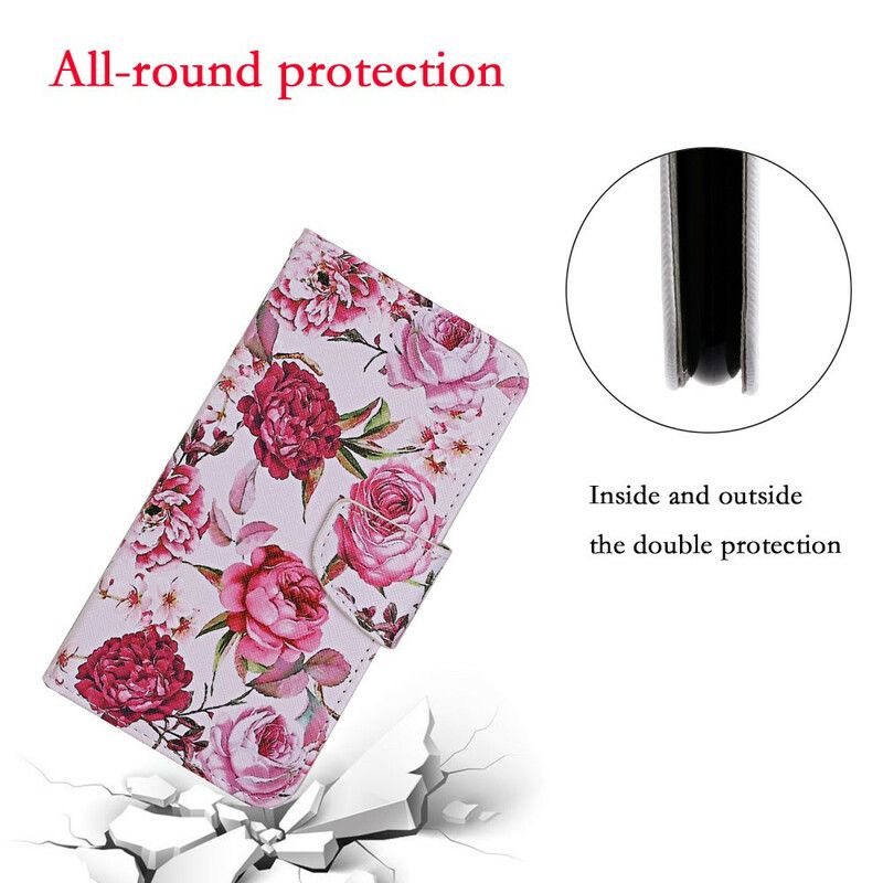 Etui Folio Iphone 13 Pro Mistrzowskie Kwiaty Z Paskiem