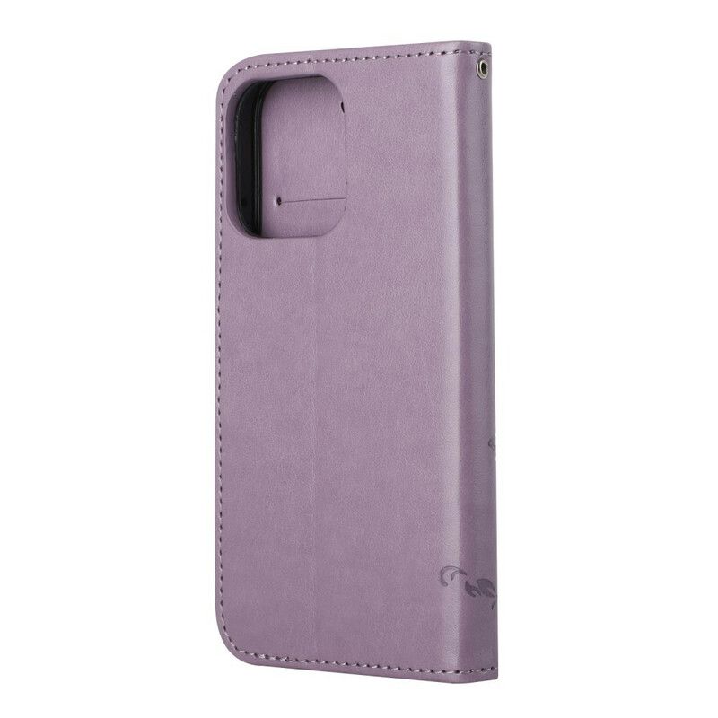 Etui Folio Iphone 13 Pro Motyle I Kwiaty Pasiaste Etui Ochronne